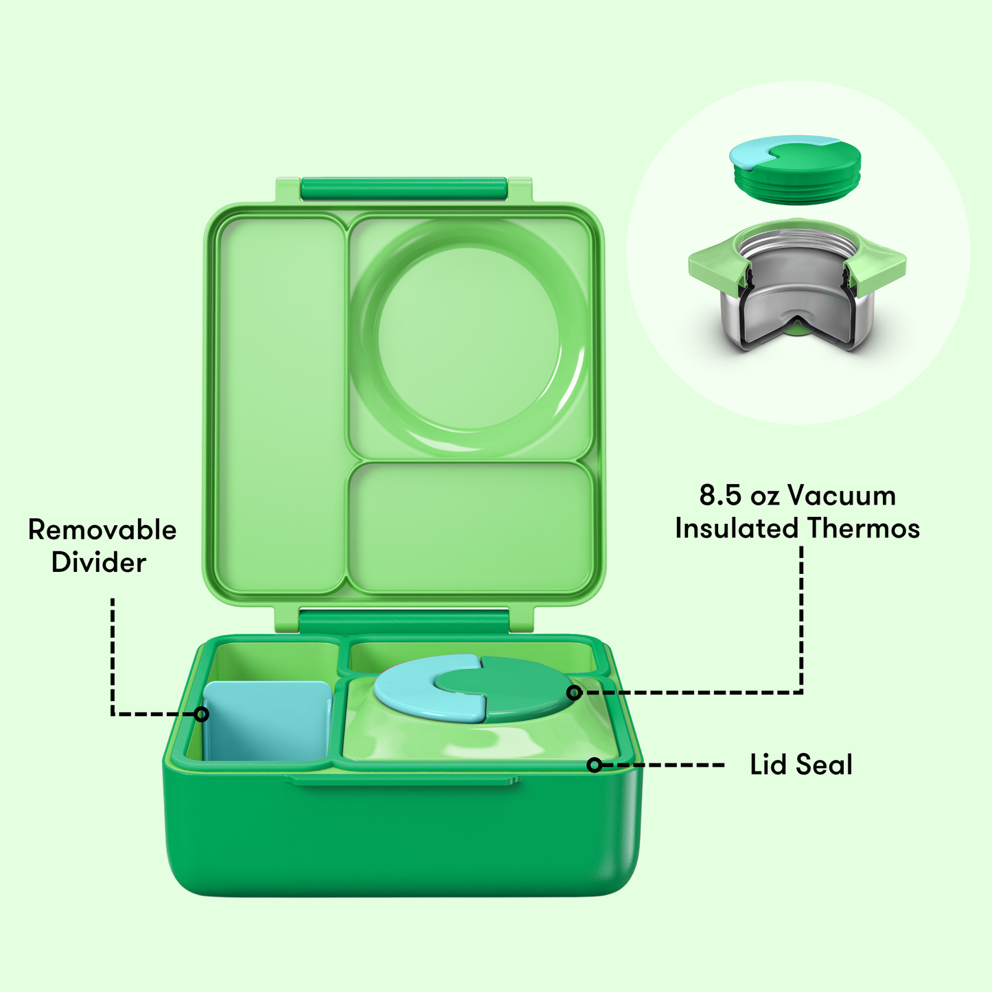 Omiebox - Isı Yalıtımlı Elma Yeşili Bento Yemek Kutusu