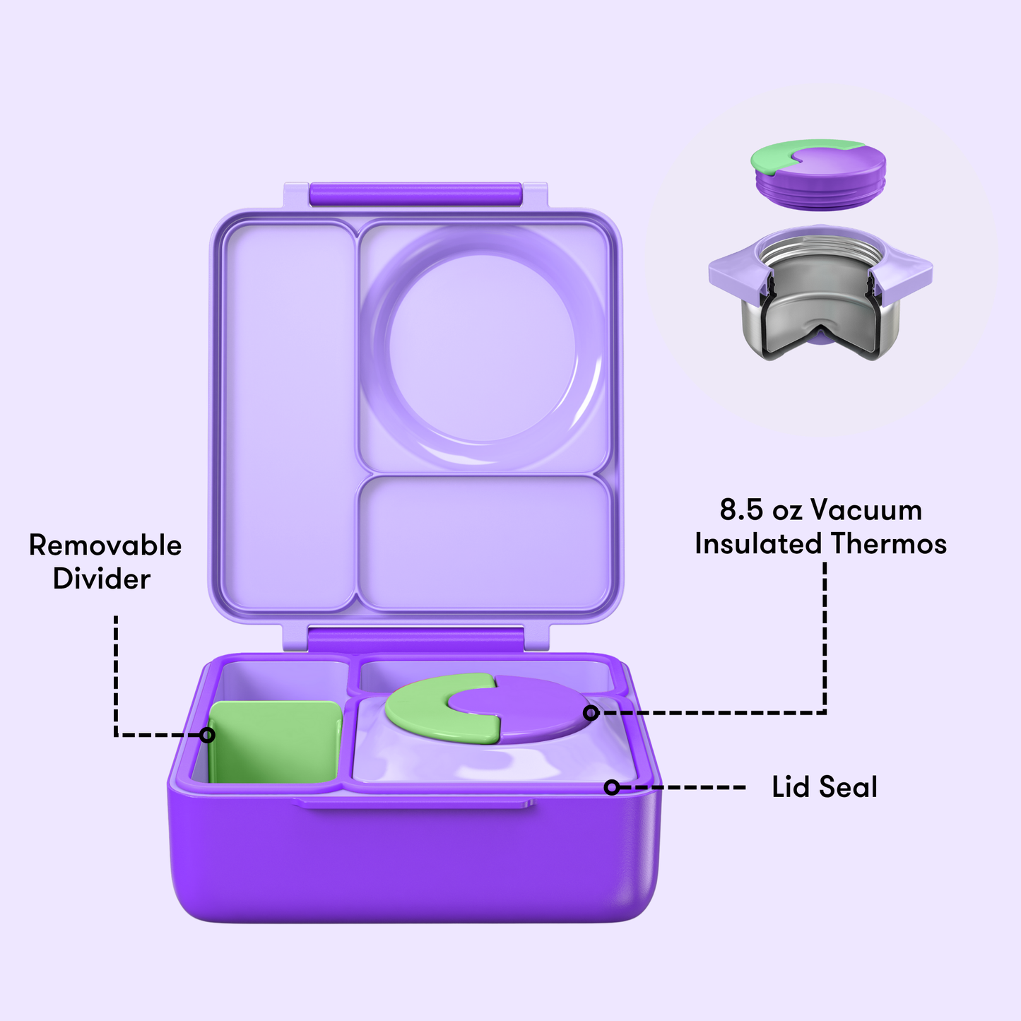 Omiebox - Isı Yalıtımlı Lila Moru Bento Yemek Kutusu
